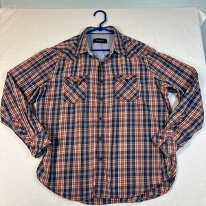J Campbell Los Angeles Long Sleeve Button Down Shirt Mens XL Red Blue Plaid